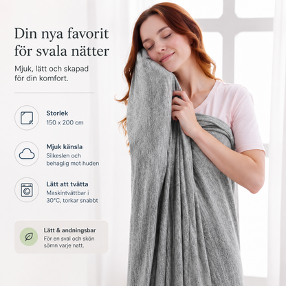 Kvinna i klimakteriet använder SvalNatt för en svalare nattsömn