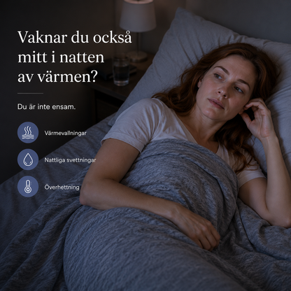 Kvinna sover bättre med svalkande täcke mot nattliga svettningar